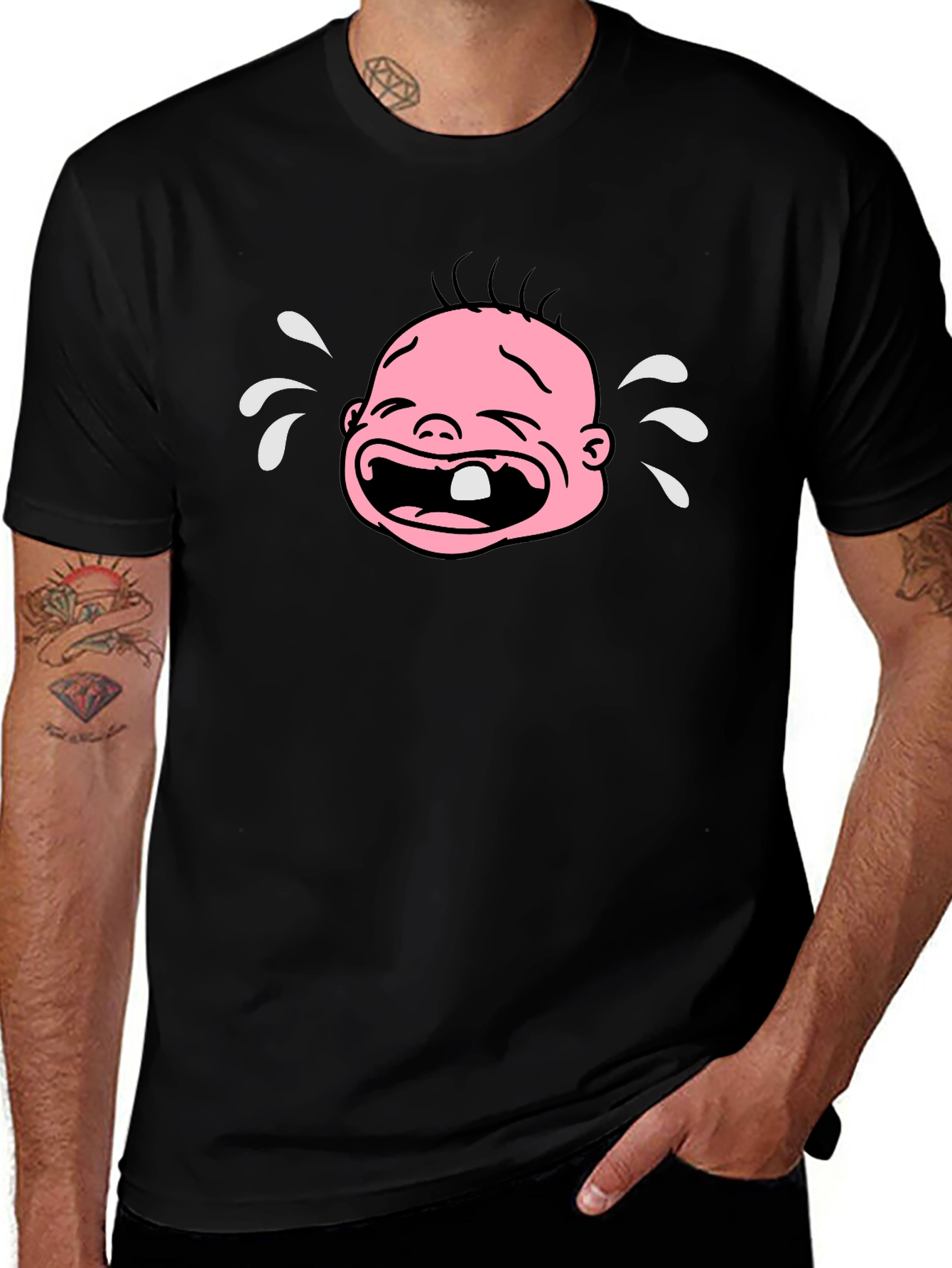 Crying Baby Graphic T-Shirt - Black Cotton Tee