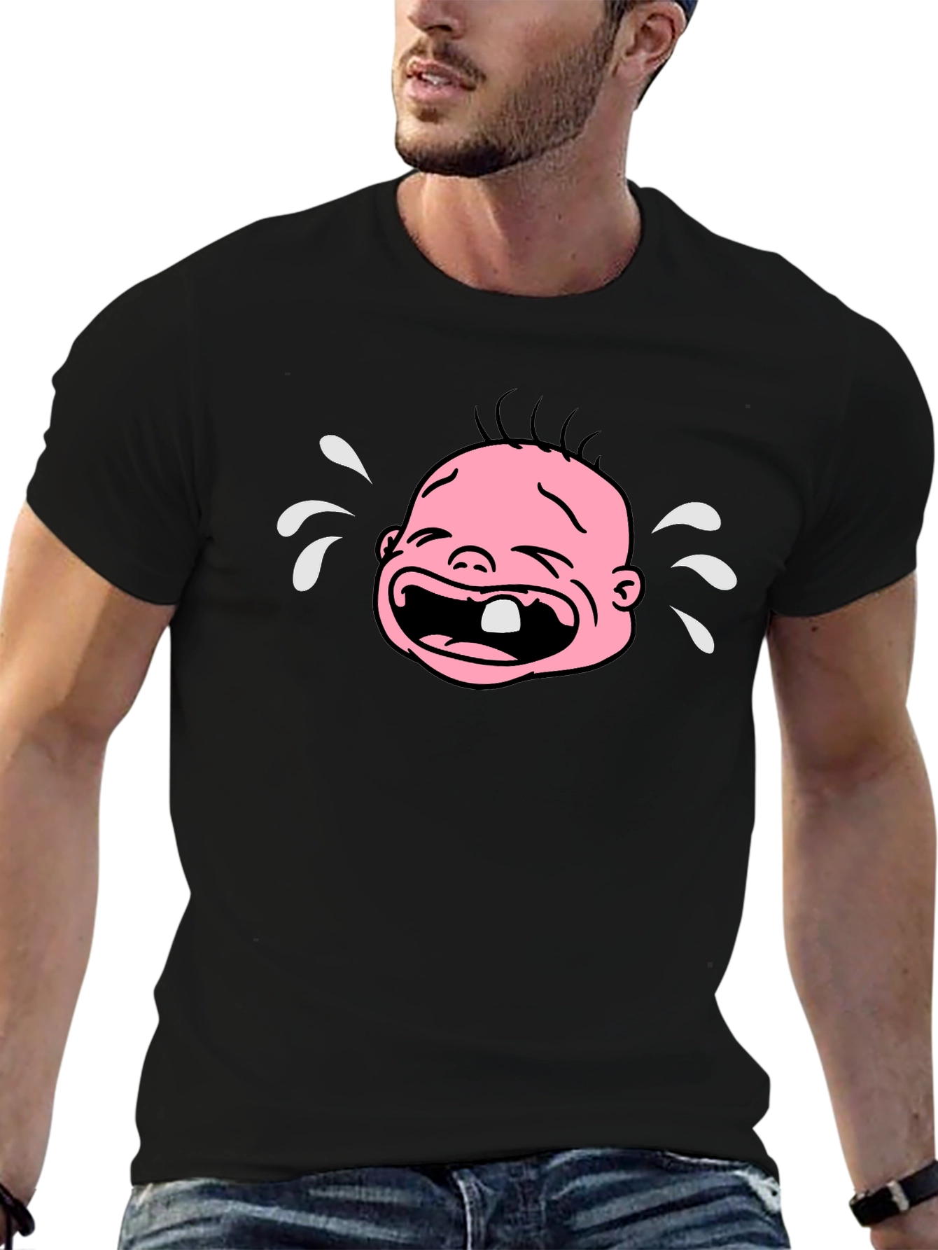 Crying Baby Graphic T-Shirt - Black Cotton Tee