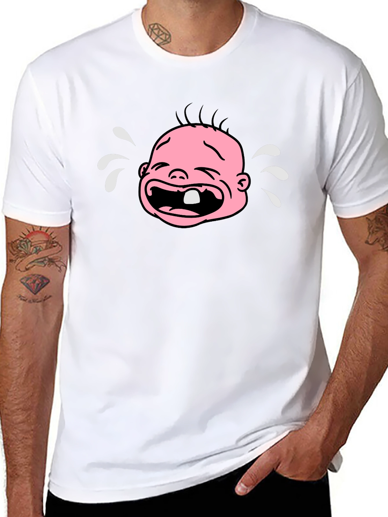 Crying Baby Graphic T-Shirt - Black Cotton Tee