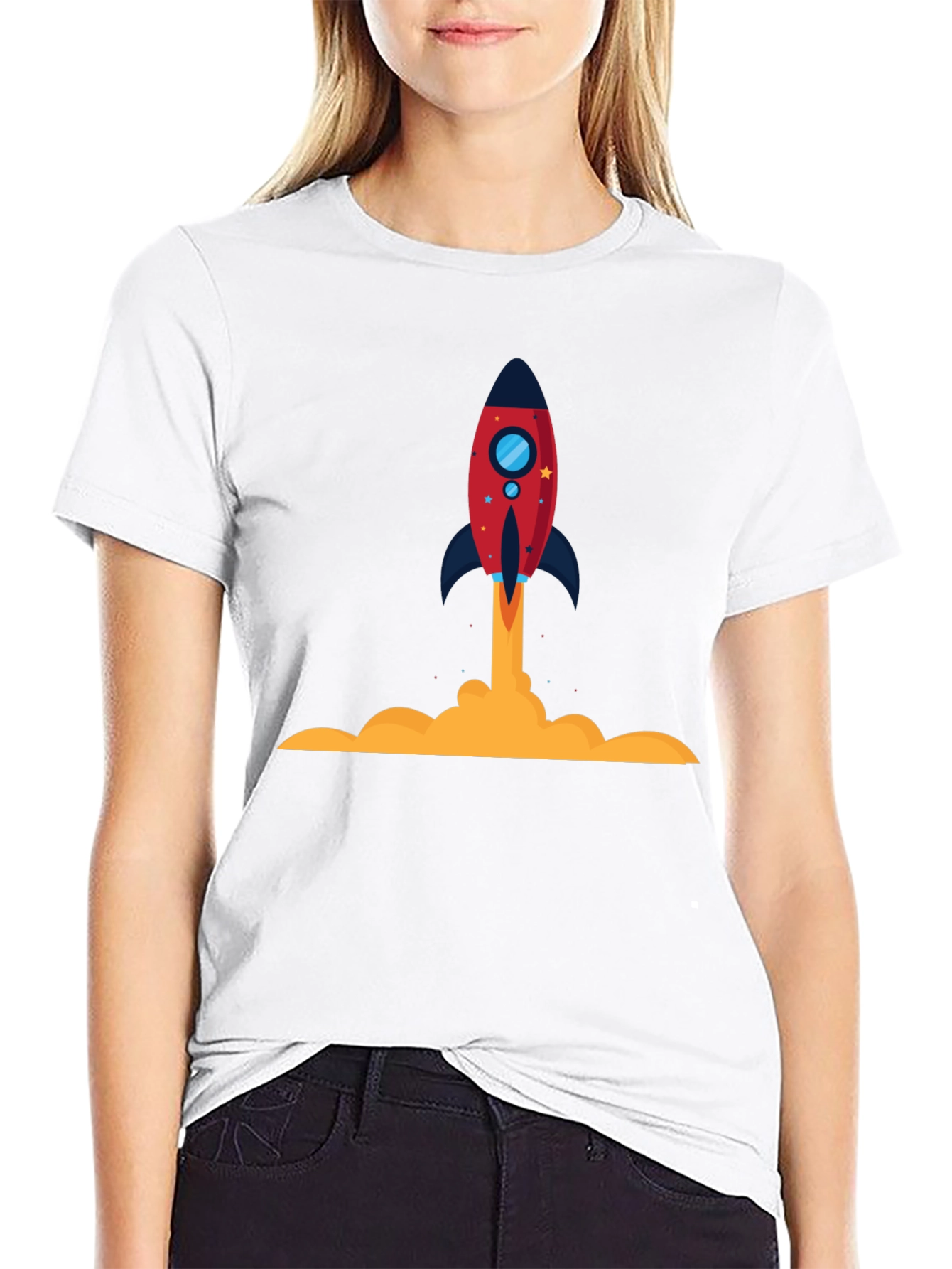 Rocket Launch Graphic Tee - Black Cotton T-Shirt