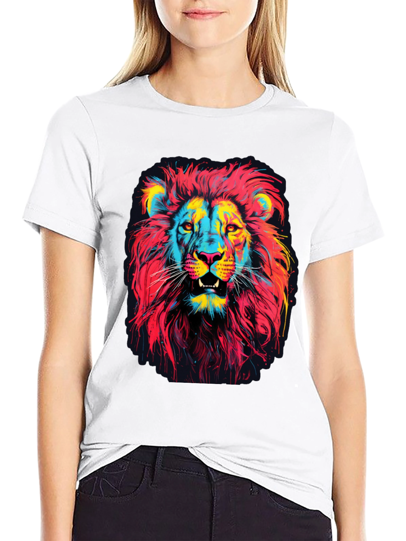 Vibrant Lion Graphic Print Mens T-Shirt