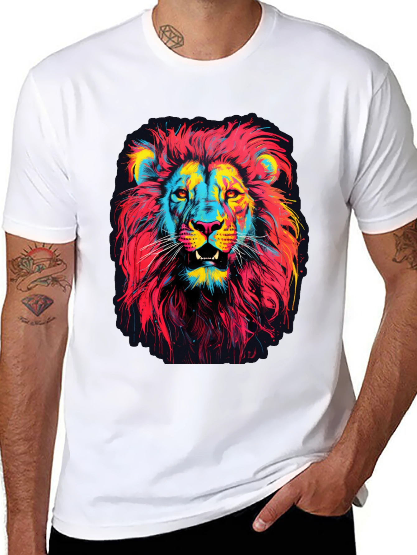 Vibrant Lion Graphic Print Mens T-Shirt