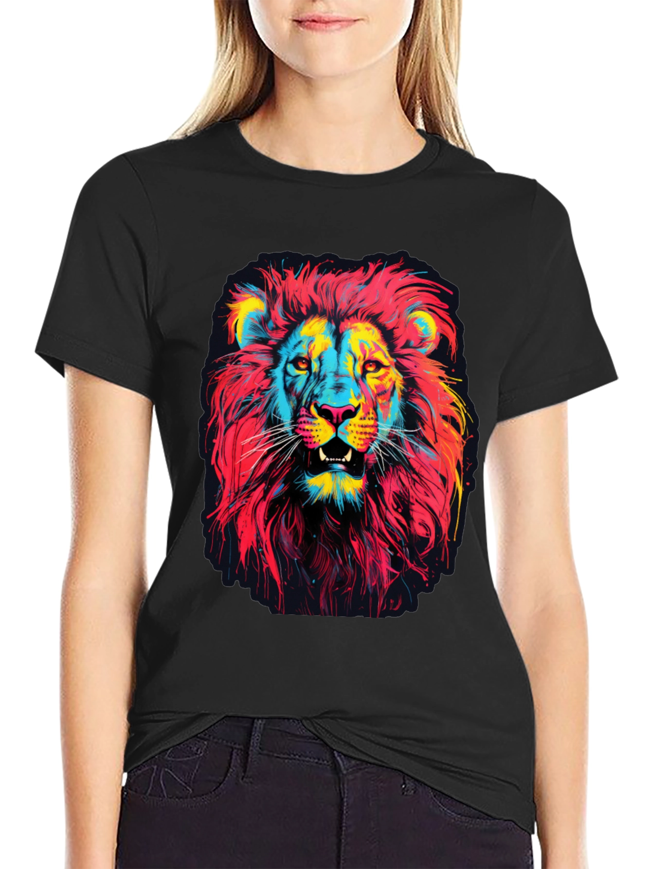 Vibrant Lion Graphic Print Mens T-Shirt