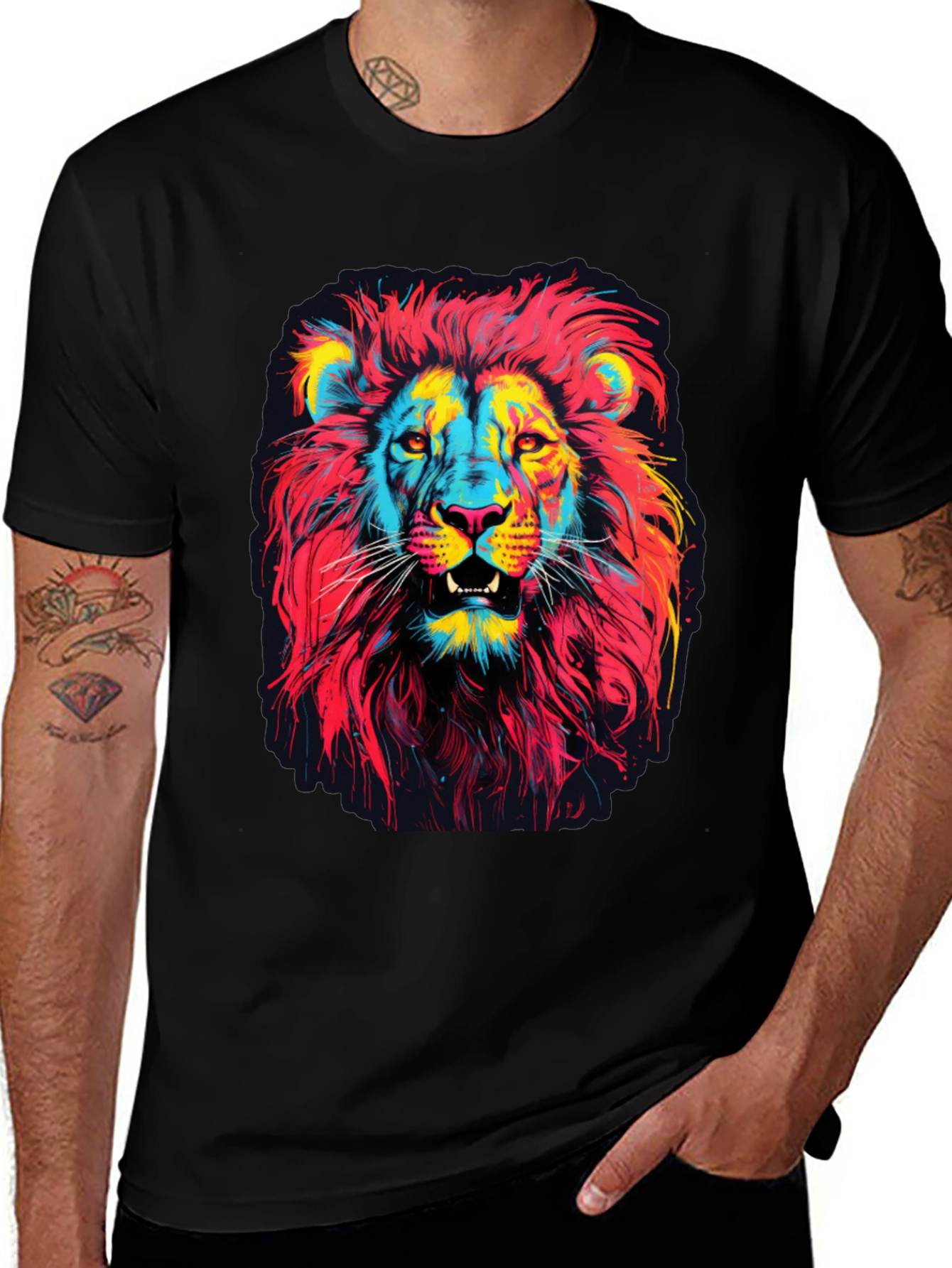 Vibrant Lion Graphic Print Mens T-Shirt