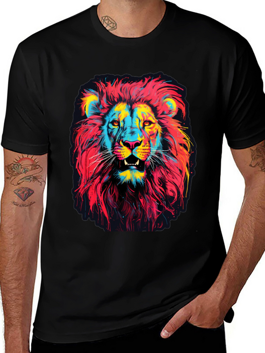 Vibrant Lion Graphic Print Mens T-Shirt