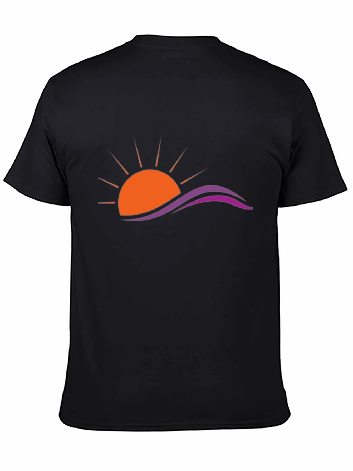 Sunset Wave Graphic Black T-Shirt