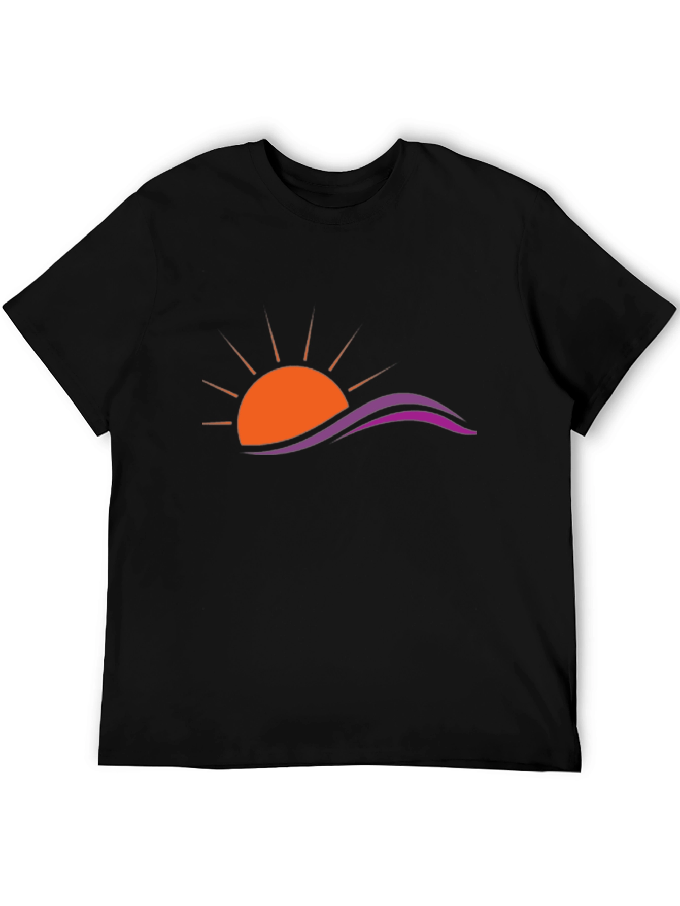 Sunset Wave Graphic Black T-Shirt
