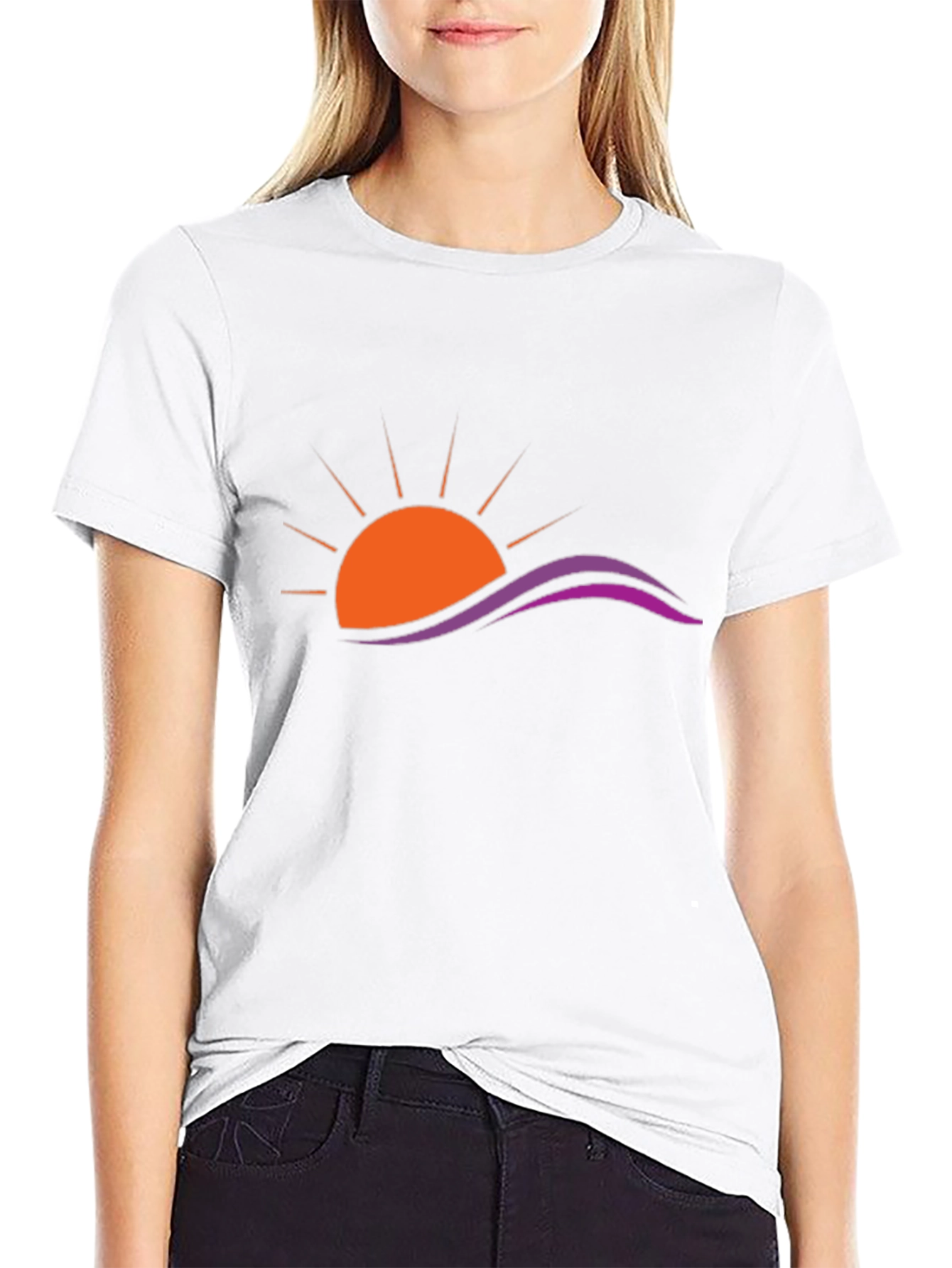 Sunset Wave Graphic Black T-Shirt