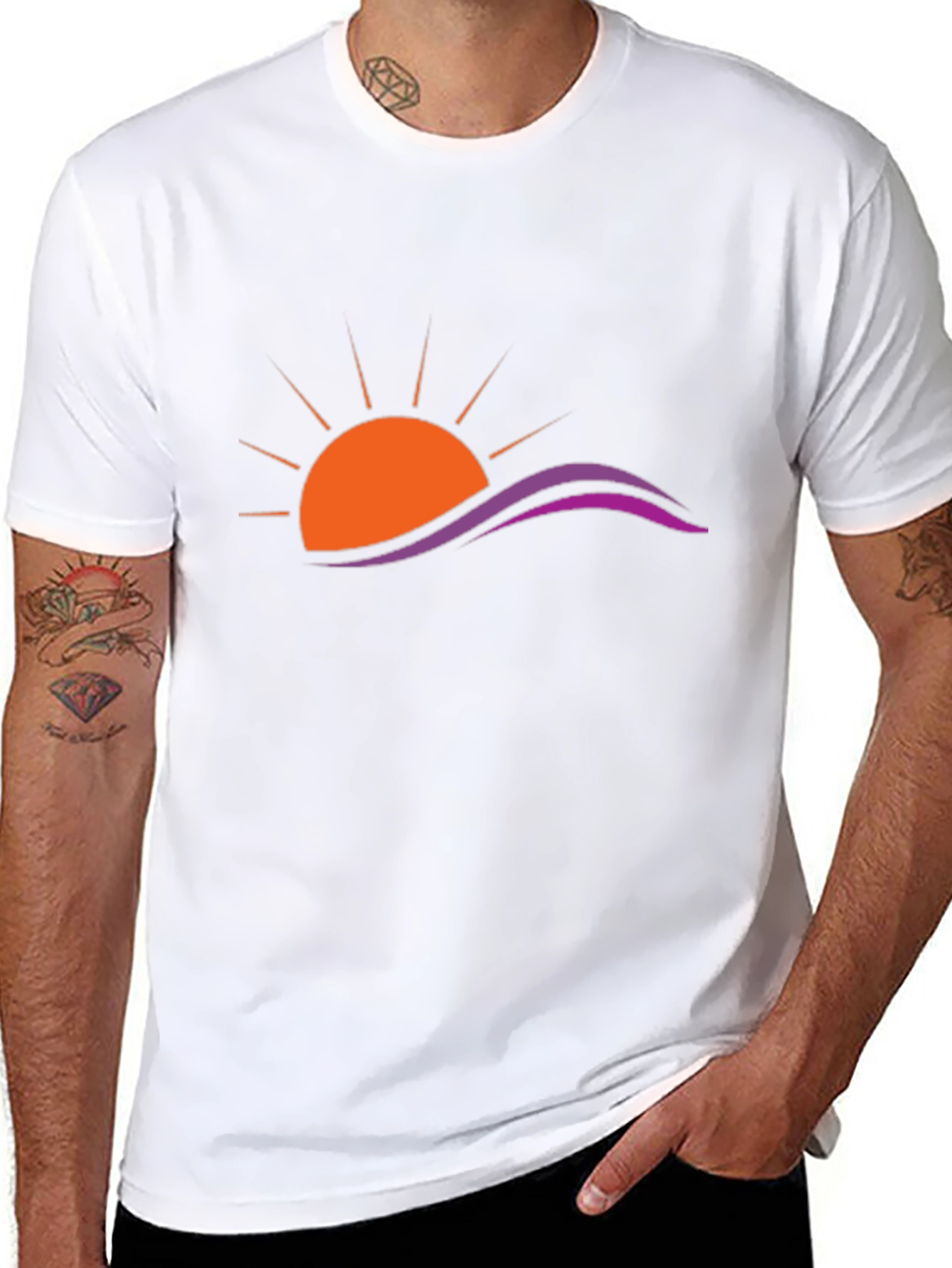 Sunset Wave Graphic Black T-Shirt