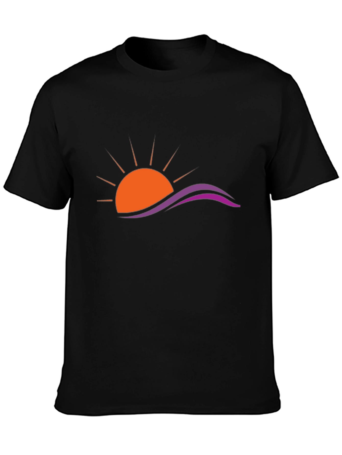 Sunset Wave Graphic Black T-Shirt
