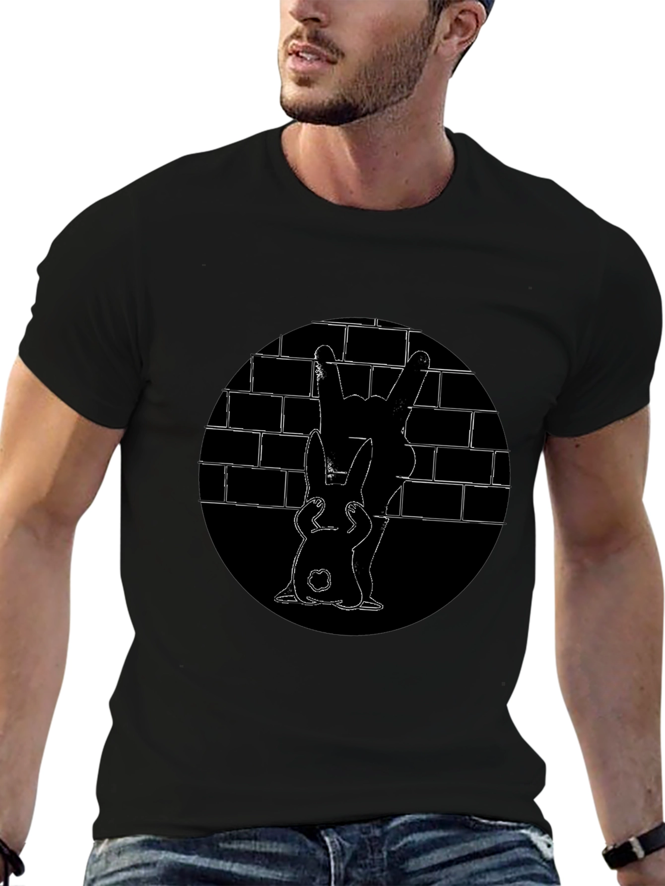 Black Bunny Brick Wall Graphic Tee