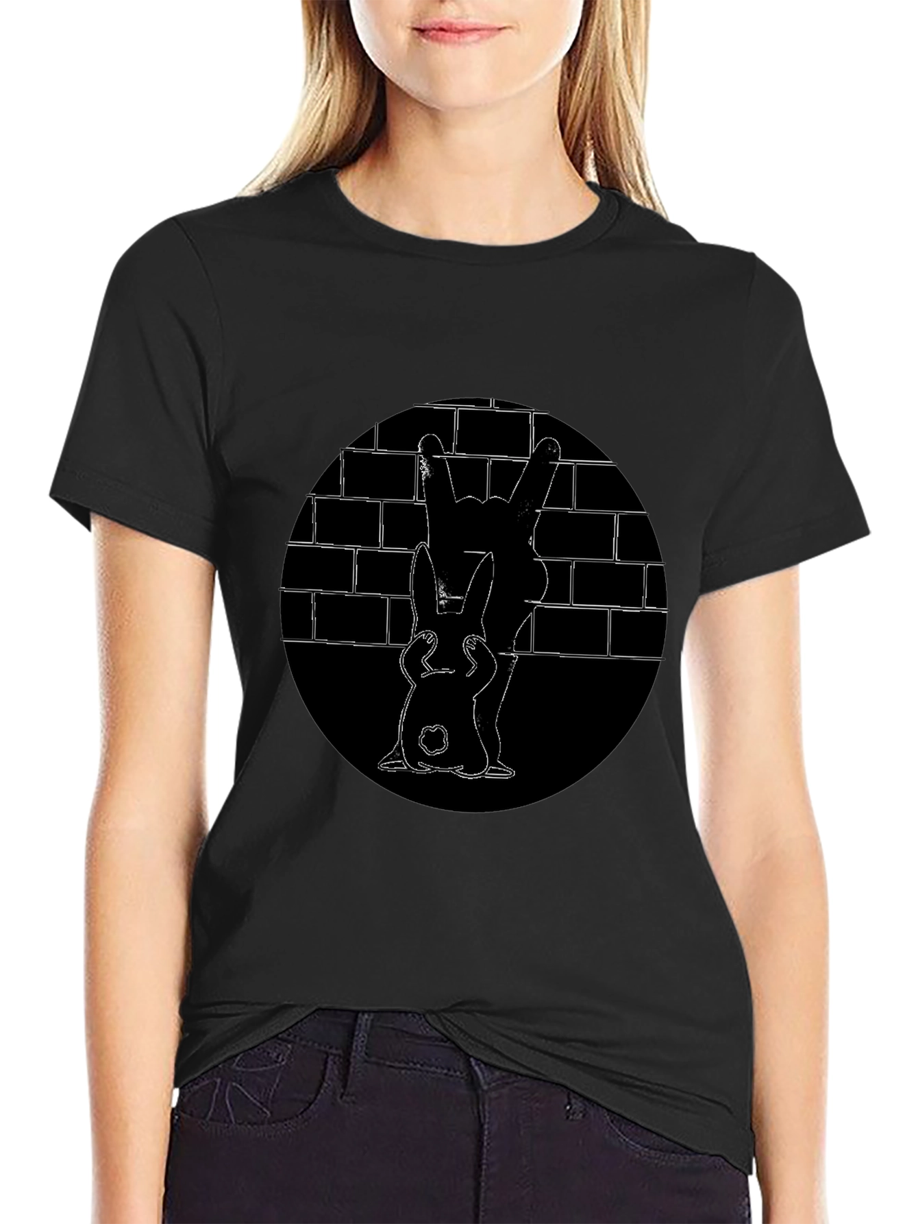 Black Bunny Brick Wall Graphic Tee