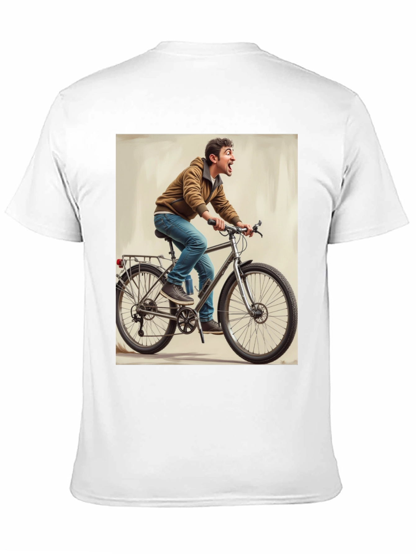 Funny Man on Bike Graphic Tee - Black