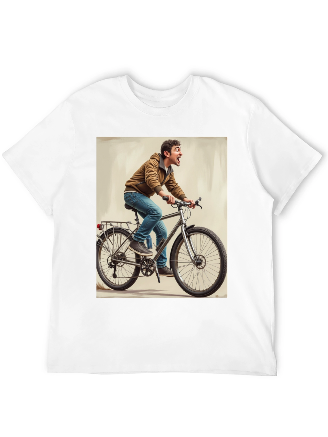 Funny Man on Bike Graphic Tee - Black