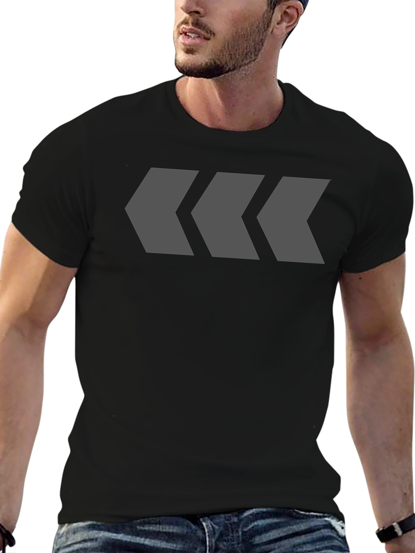 Modern Arrow Graphic Tee - Black Cotton Blend