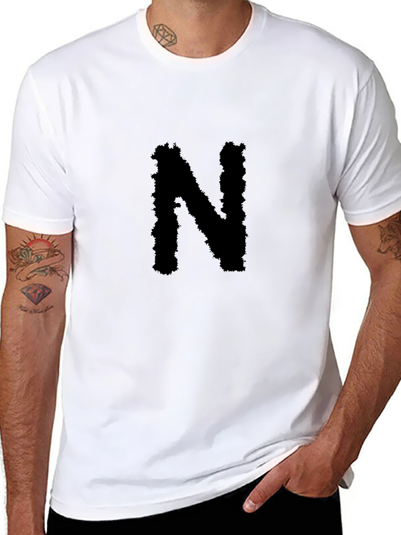 Black T-Shirt with Bold N Graphic
