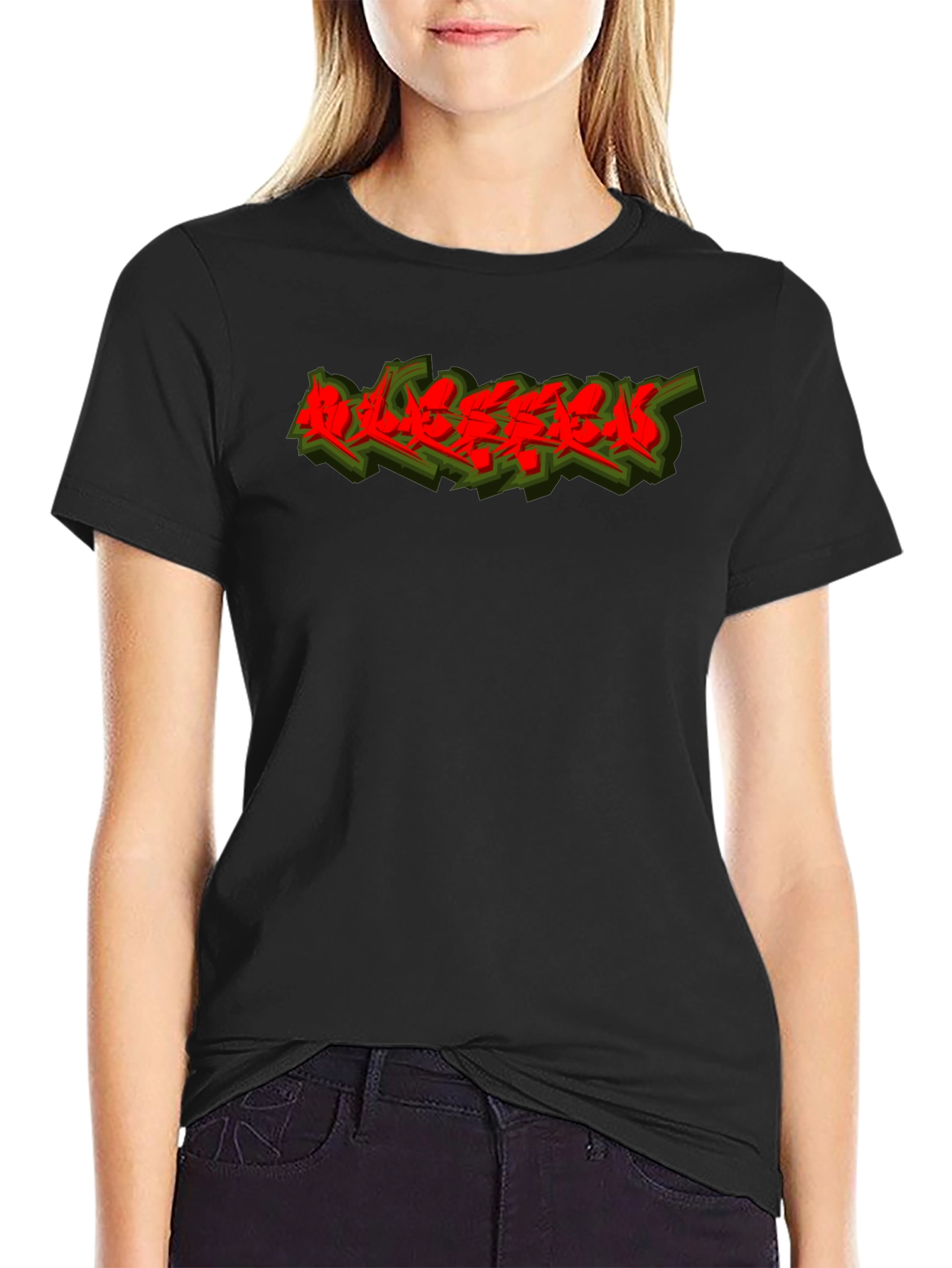Edgy Graphic Tee - Red Graffiti Style Print