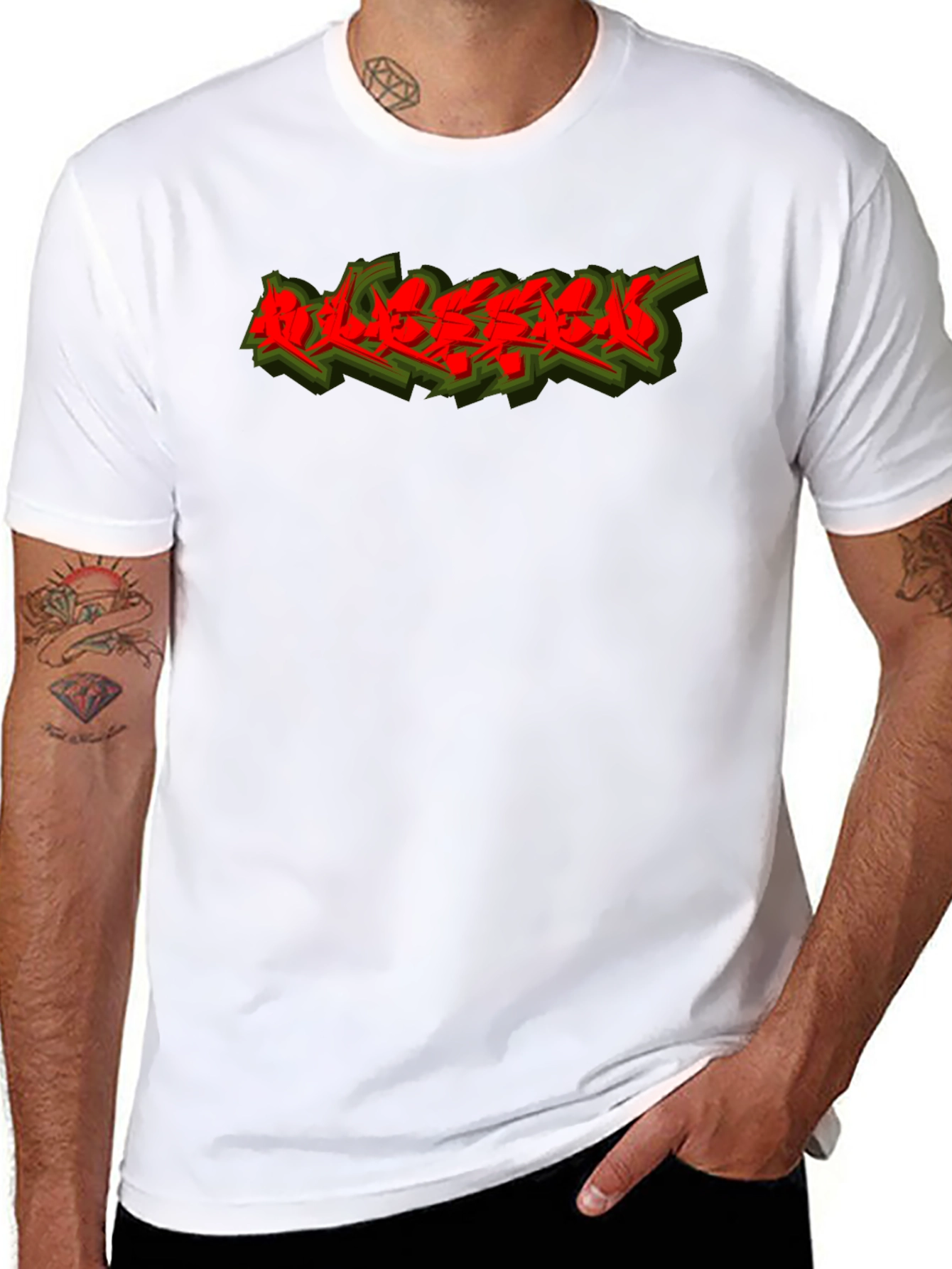 Edgy Graphic Tee - Red Graffiti Style Print