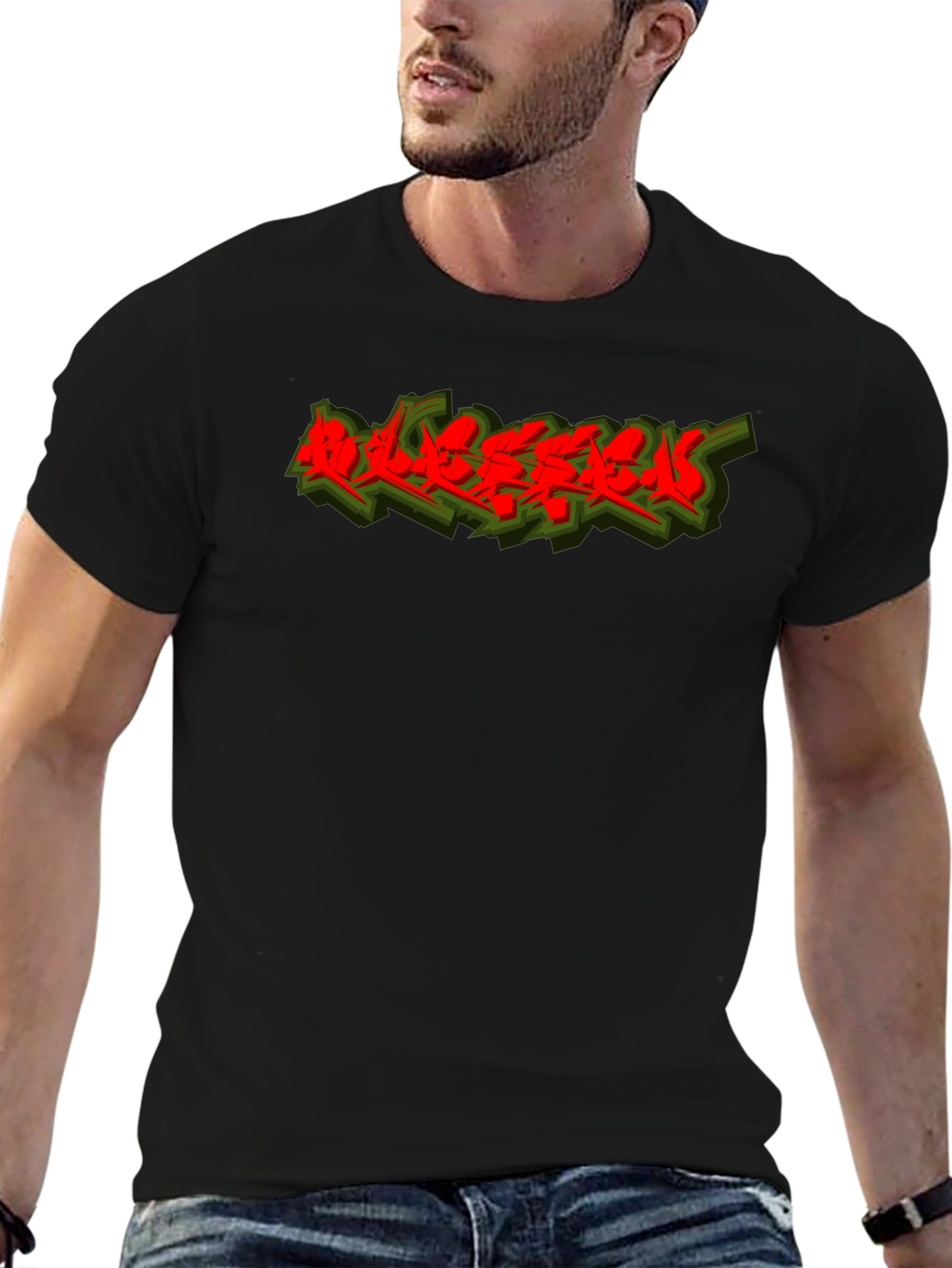 Edgy Graphic Tee - Red Graffiti Style Print