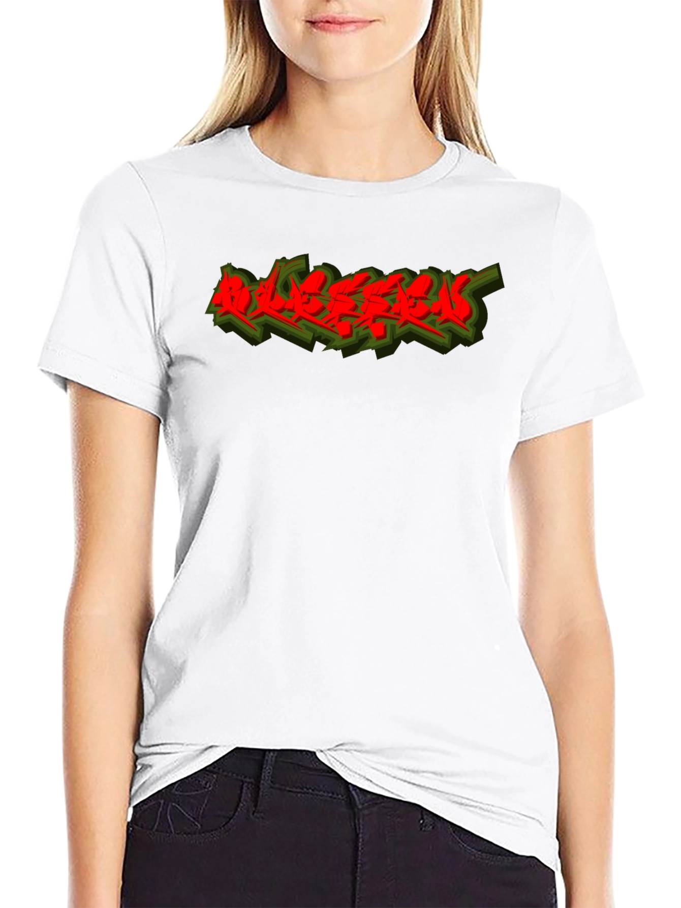 Edgy Graphic Tee - Red Graffiti Style Print