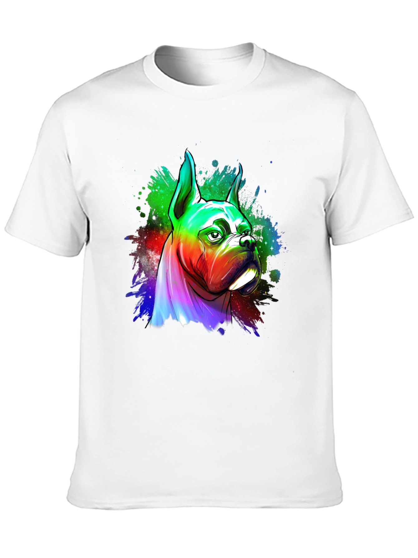 Rainbow Boxer Dog Graphic Tee - Unique Art T-Shirt