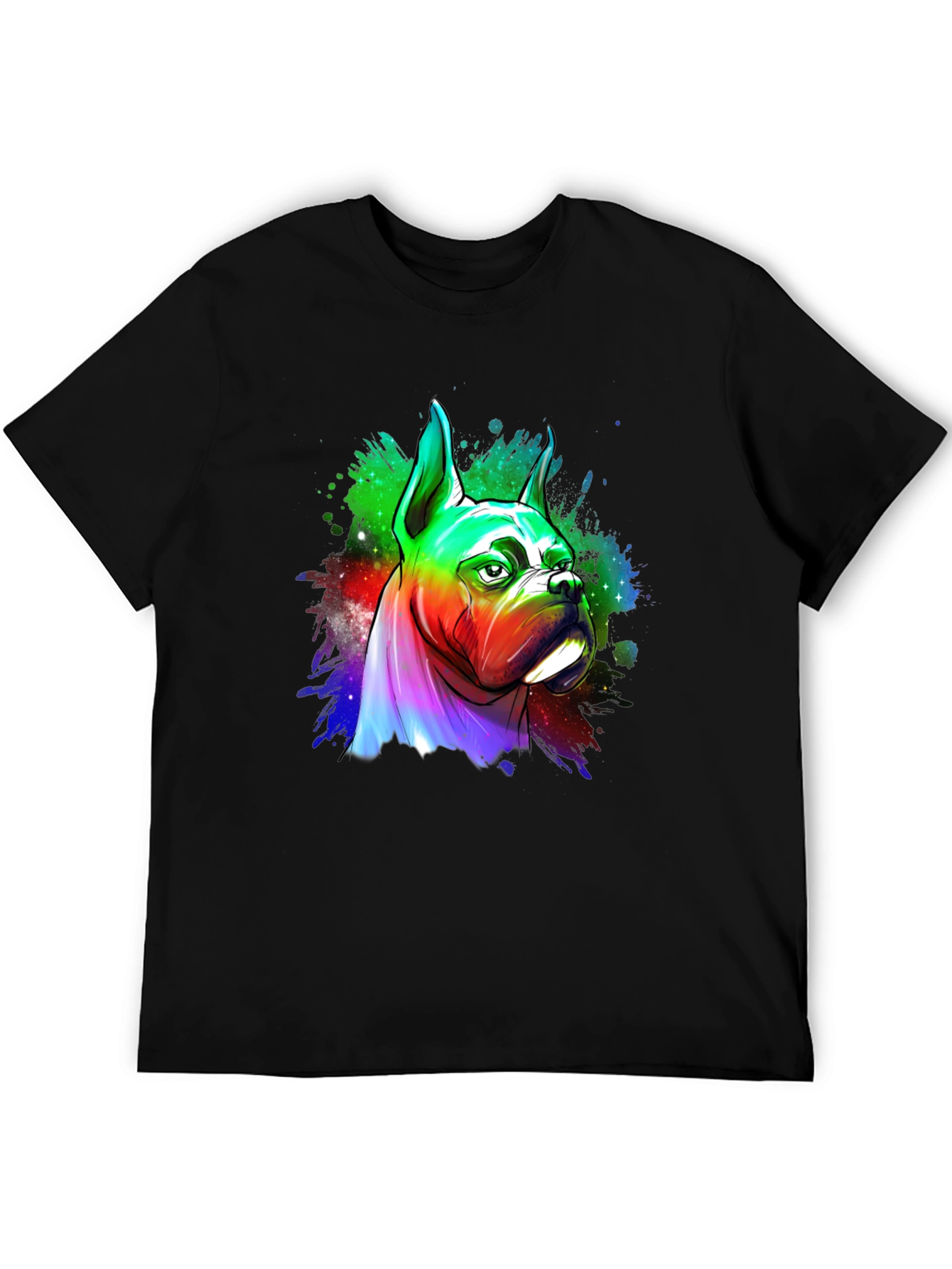 Rainbow Boxer Dog Graphic Tee - Unique Art T-Shirt