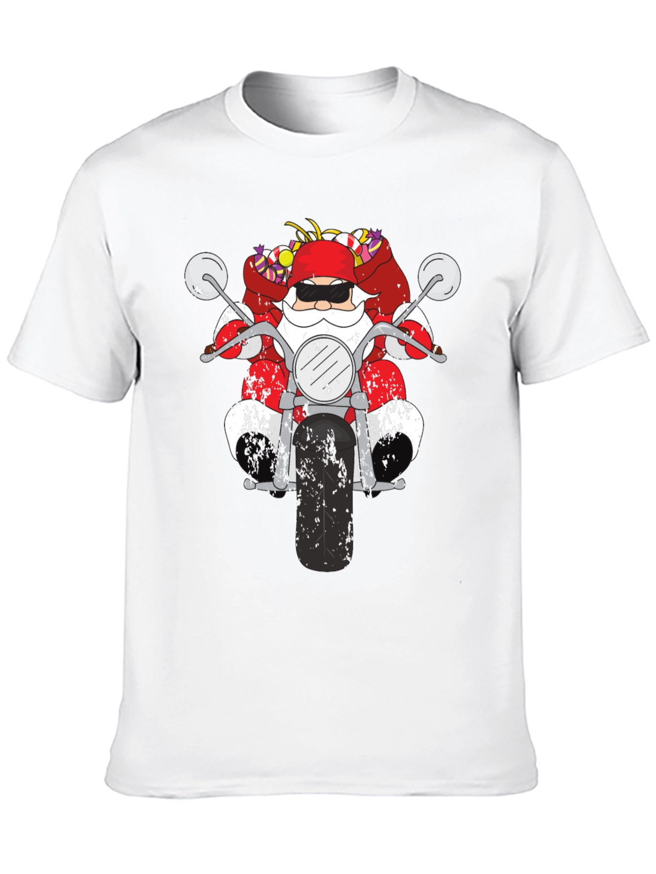 Santa Motorcycle Graphic Tee - Black