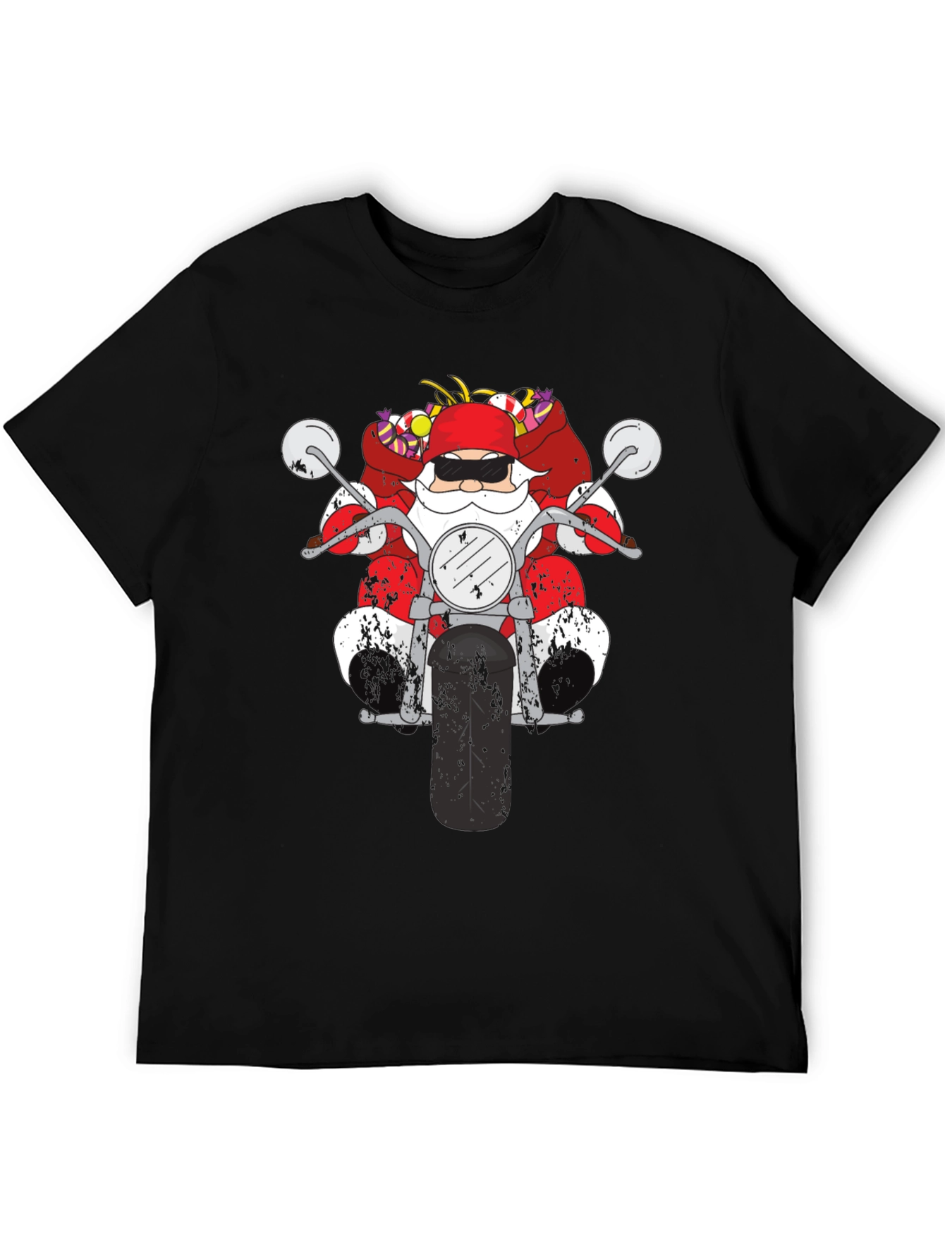 Santa Motorcycle Graphic Tee - Black