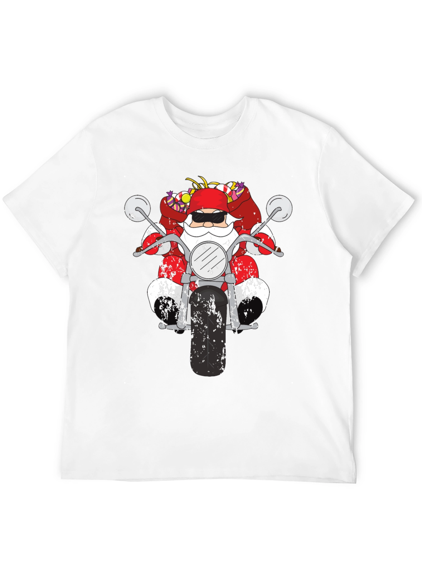Santa Motorcycle Graphic Tee - Black