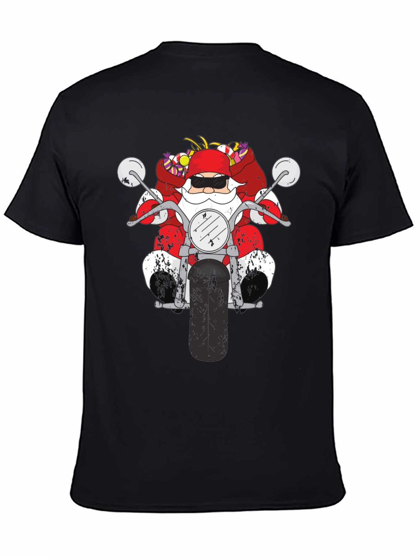 Santa Motorcycle Graphic Tee - Black