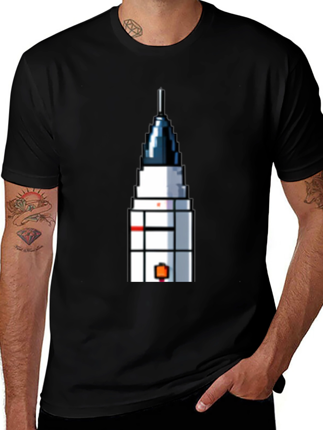 Pixel Art Rocket T-Shirt - Retro Space Fan Tee
