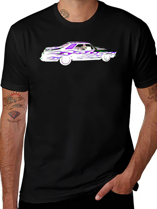Flamed Car Graphic T-Shirt - Cool Black Tee