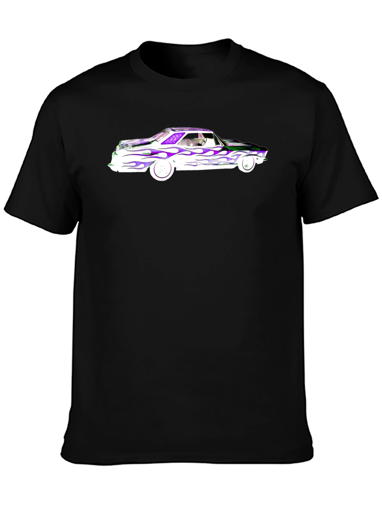 Flamed Car Graphic T-Shirt - Cool Black Tee