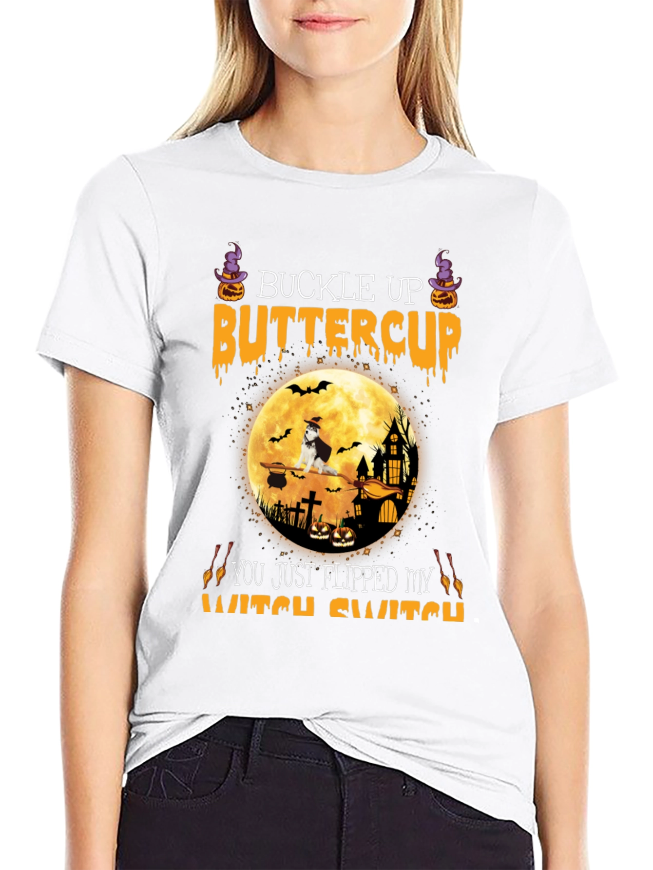 Halloween Dog T-Shirt - Buckle Up Buttercup