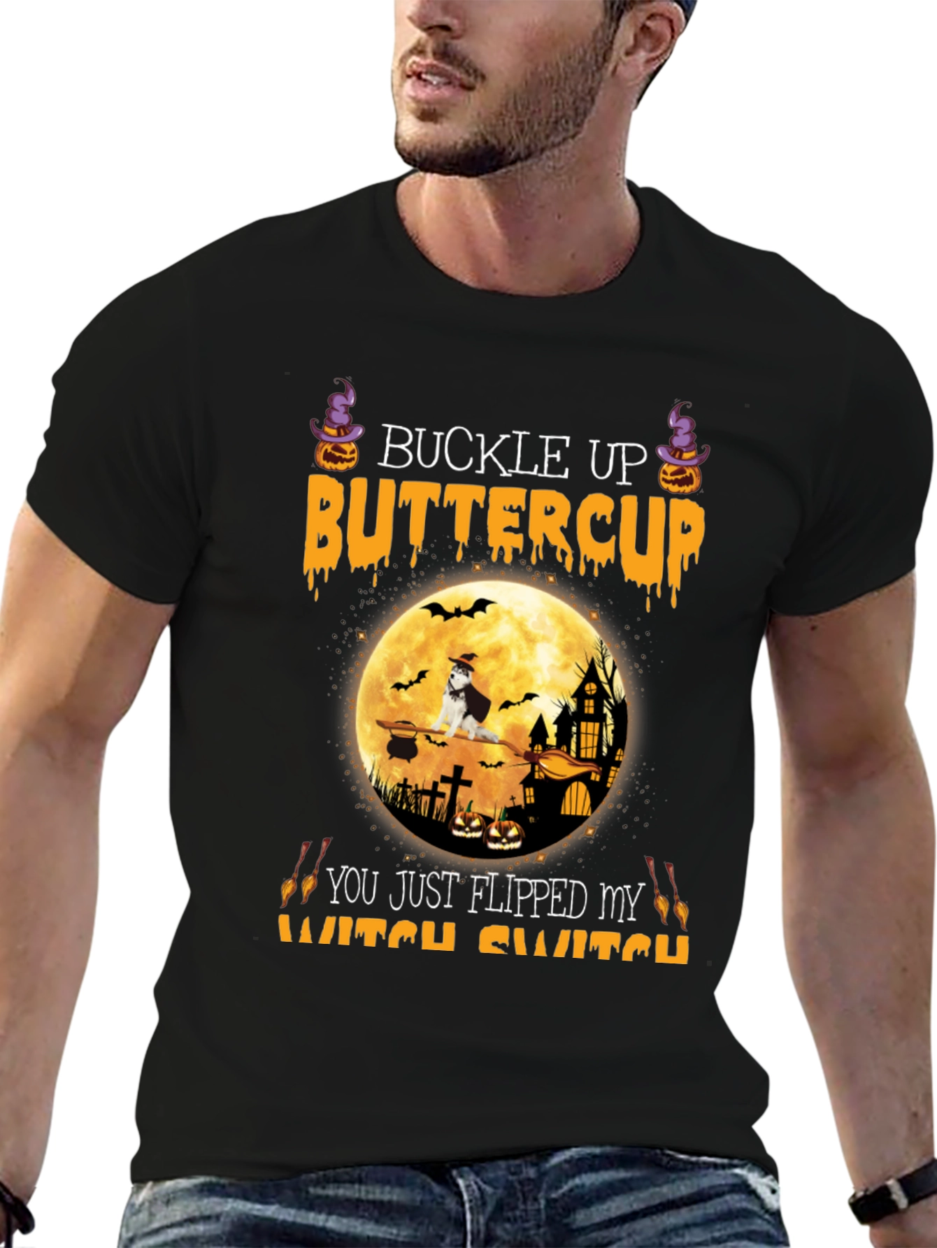 Halloween Dog T-Shirt - Buckle Up Buttercup