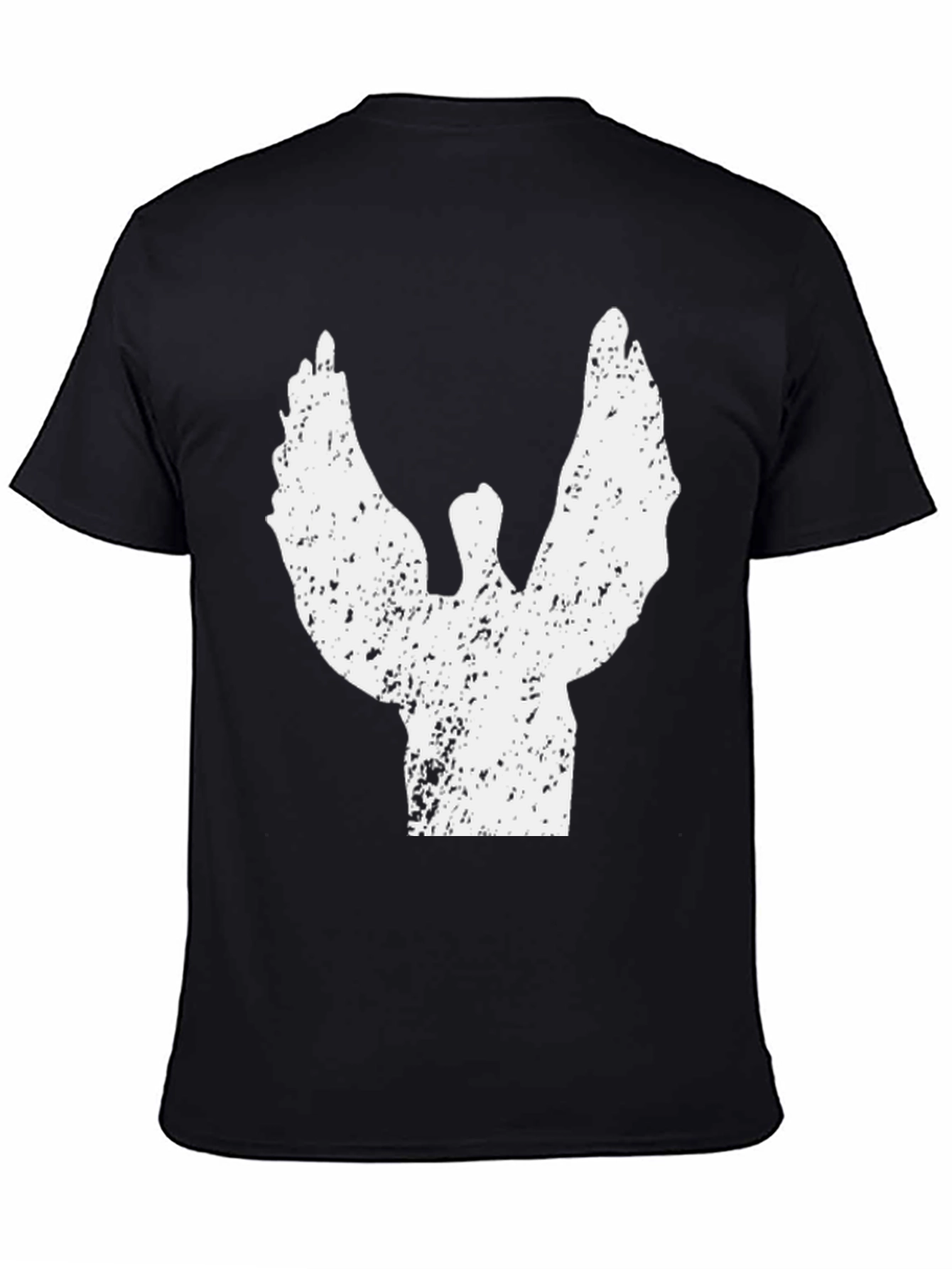Grunge Angel Wings Graphic Black Tee