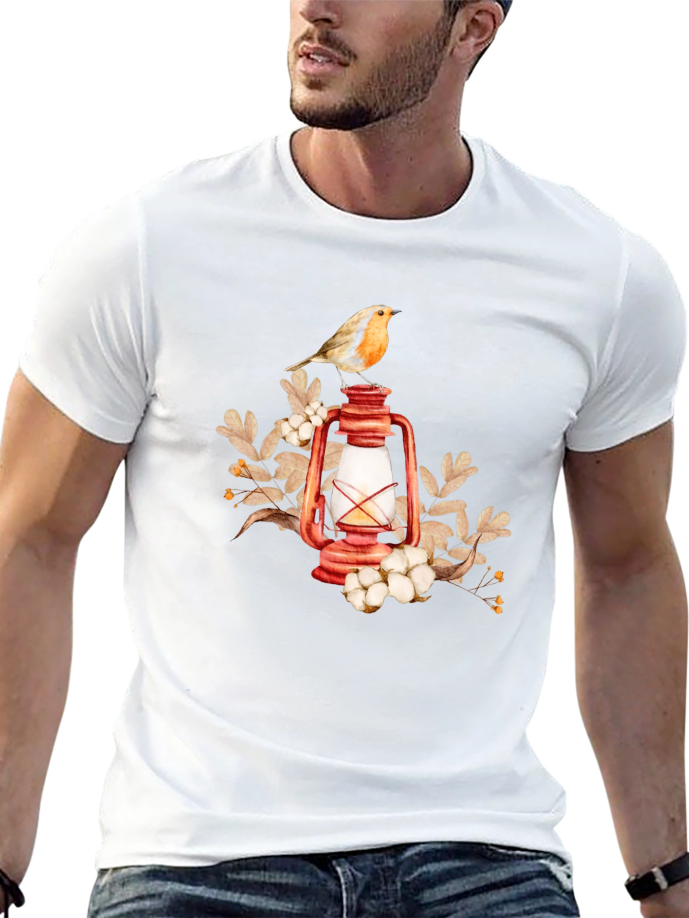 Bird on Lantern Graphic Tee - Black