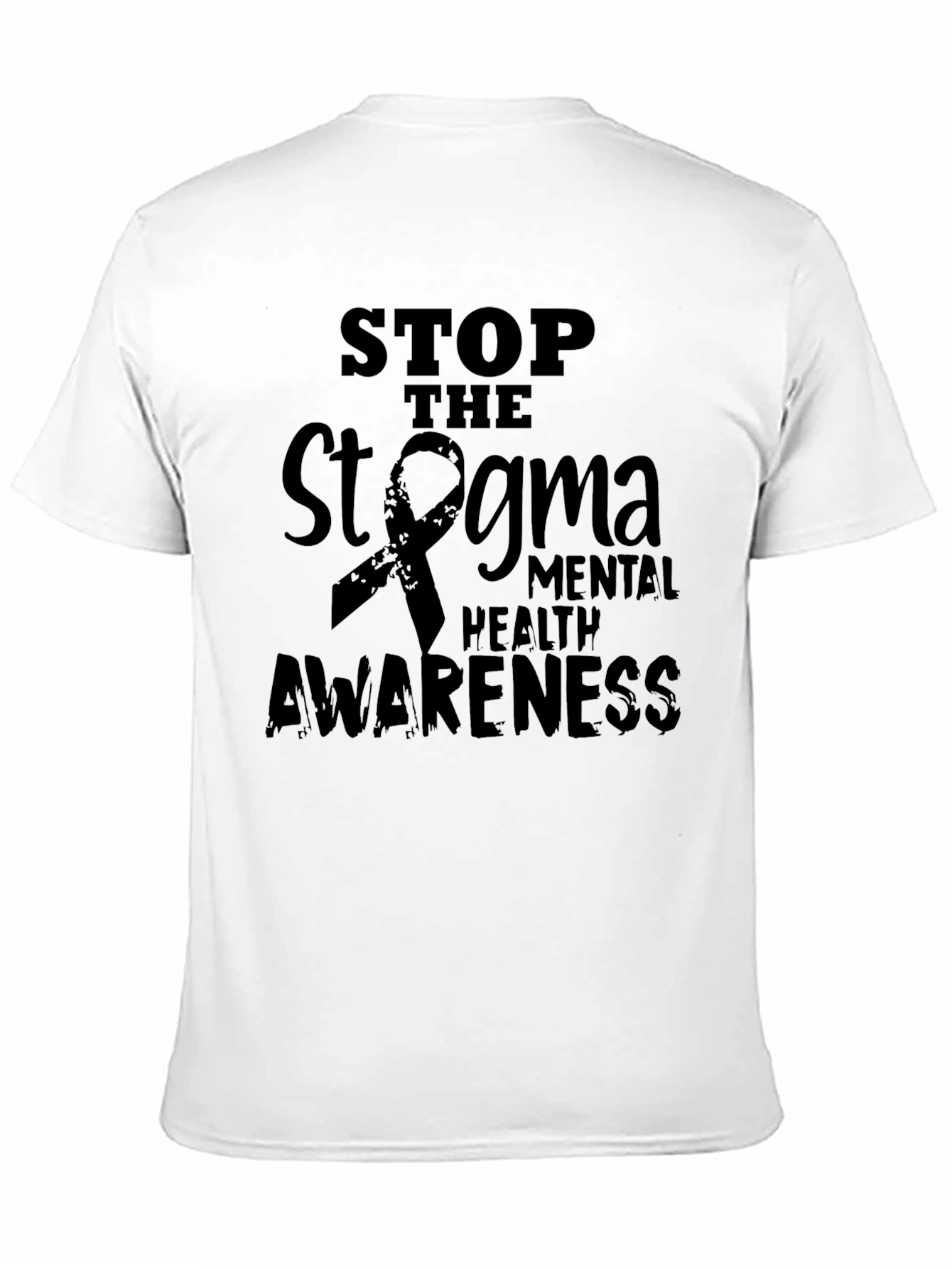 Stop the Stigma Mental Health Awareness Black T-Shirt