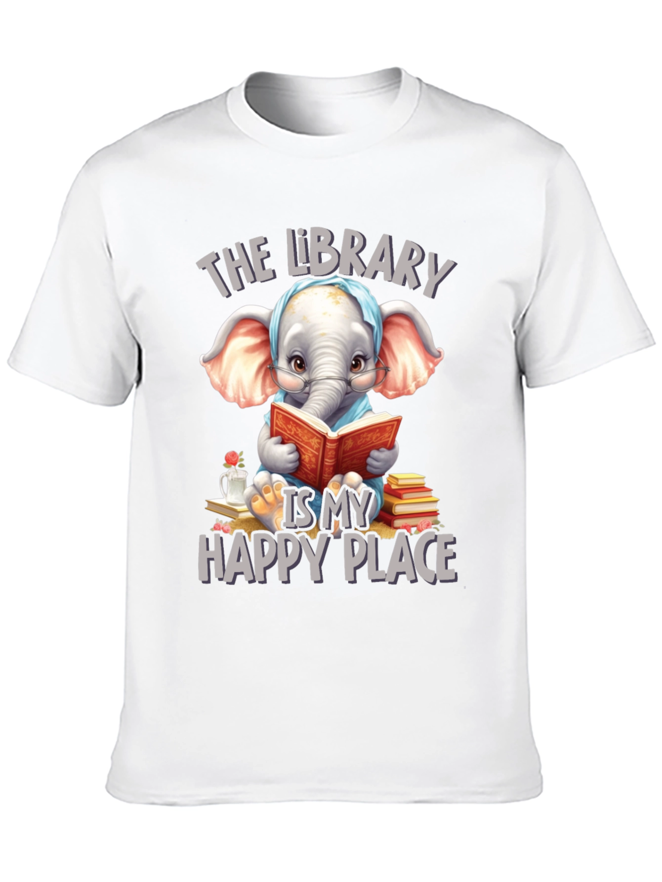 Library Elephant T-Shirt - Happy Place Design