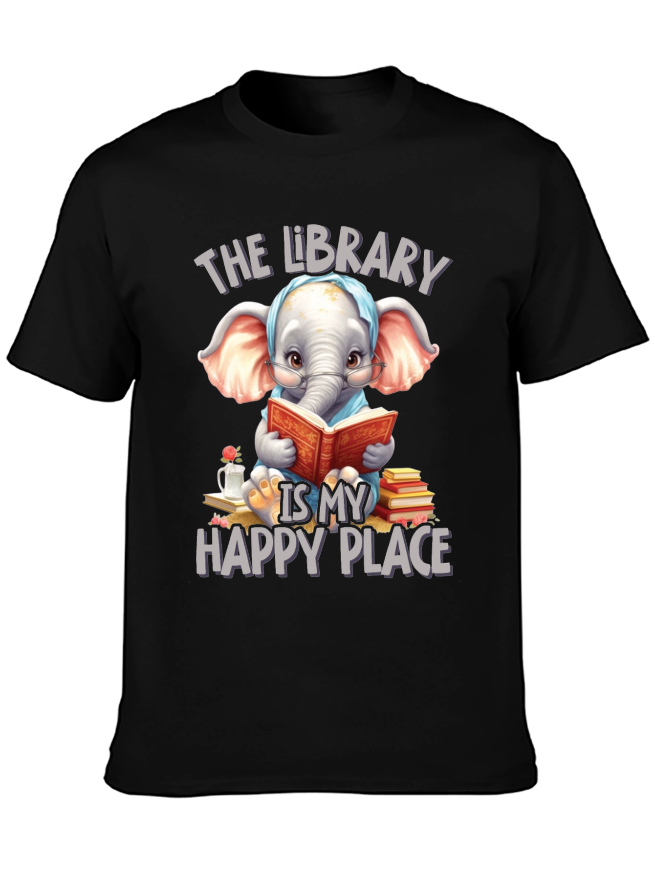 Library Elephant T-Shirt - Happy Place Design