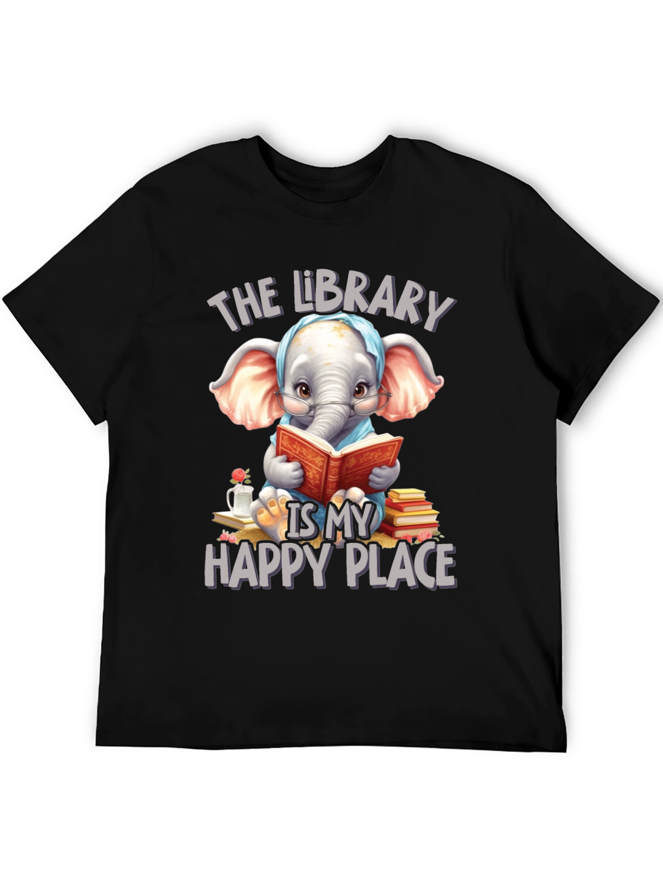 Library Elephant T-Shirt - Happy Place Design