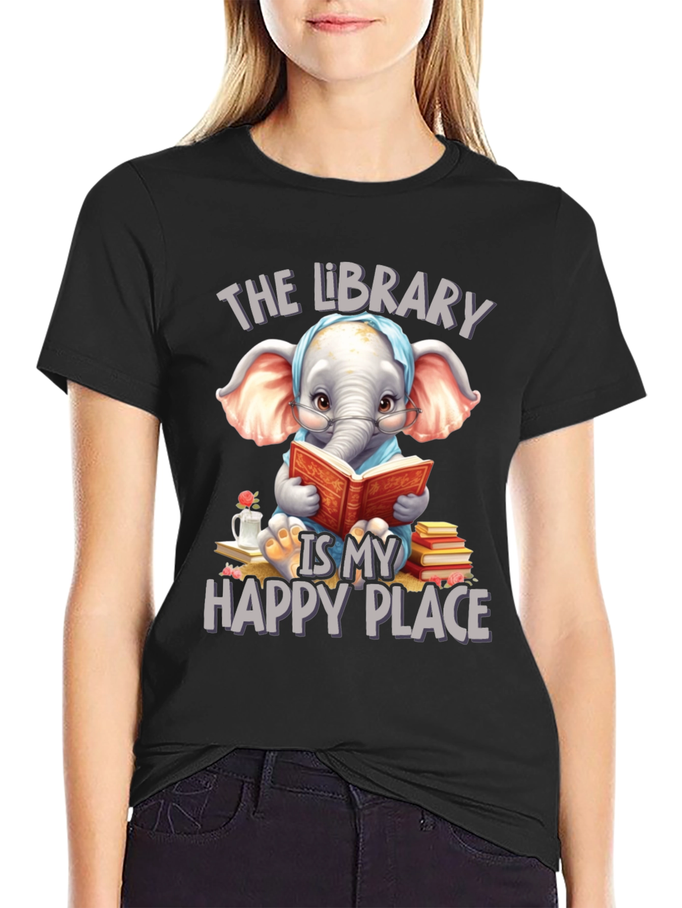 Library Elephant T-Shirt - Happy Place Design