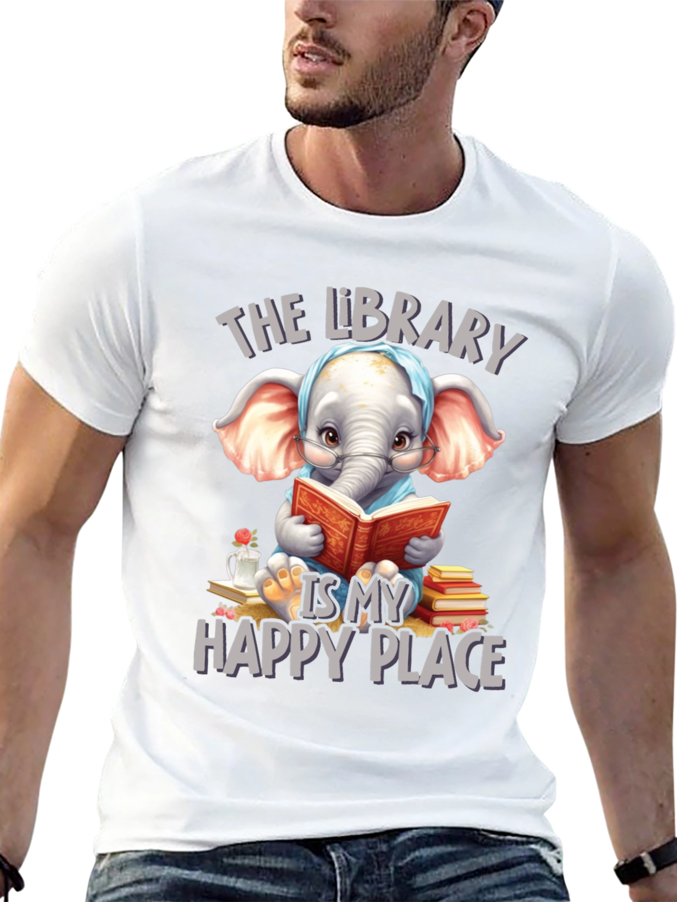 Library Elephant T-Shirt - Happy Place Design