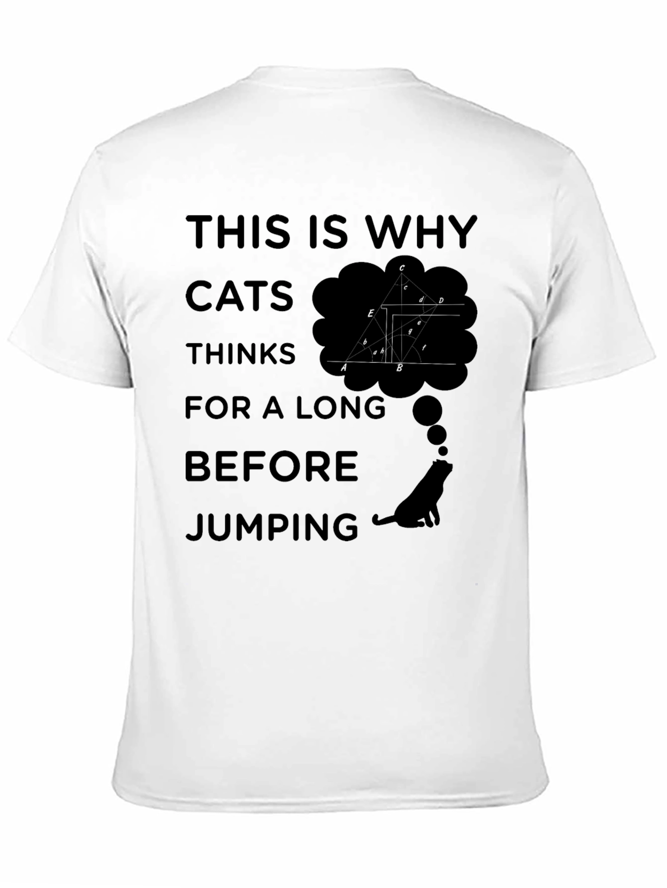 Cats Think Black Graphic T-Shirt - Why Cats Jump