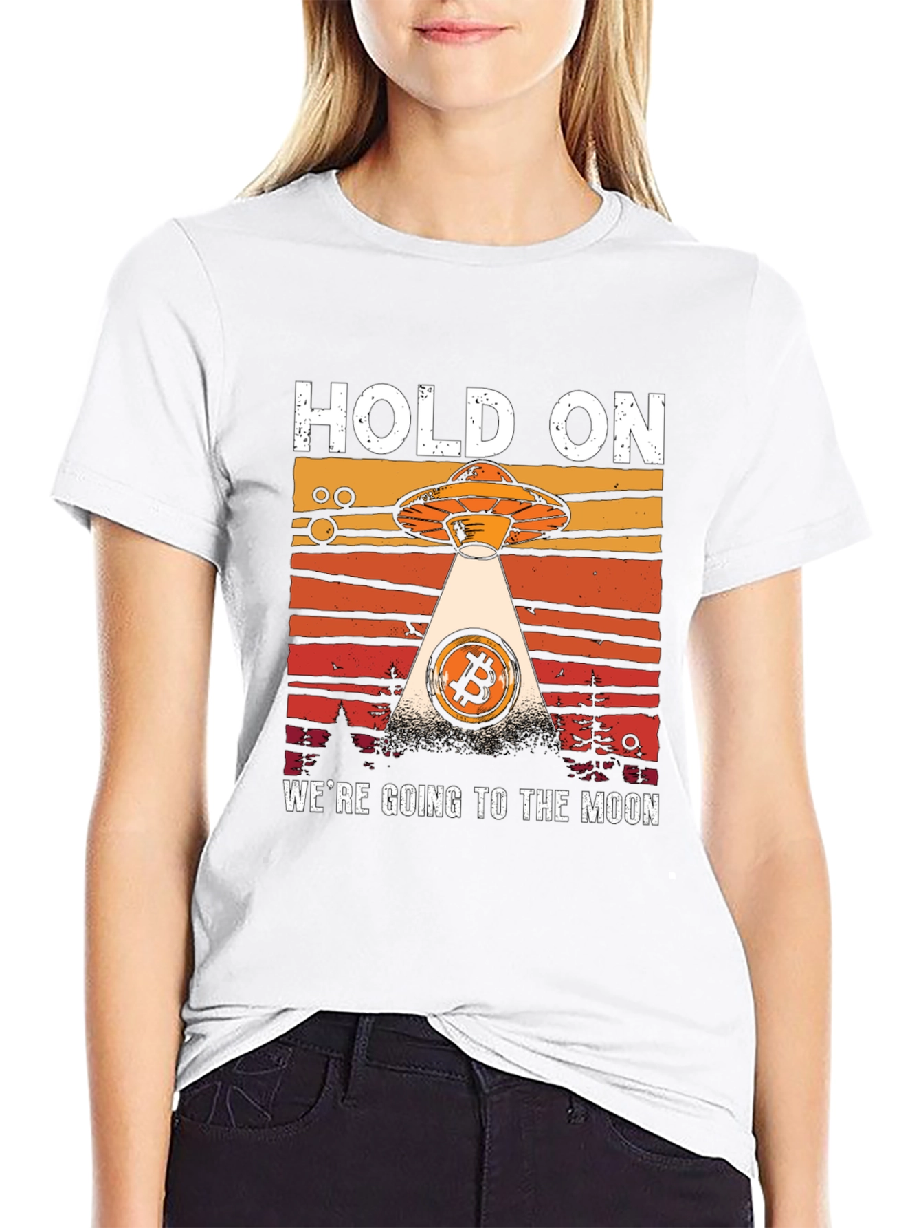 Bitcoin To The Moon UFO Graphic T-Shirt