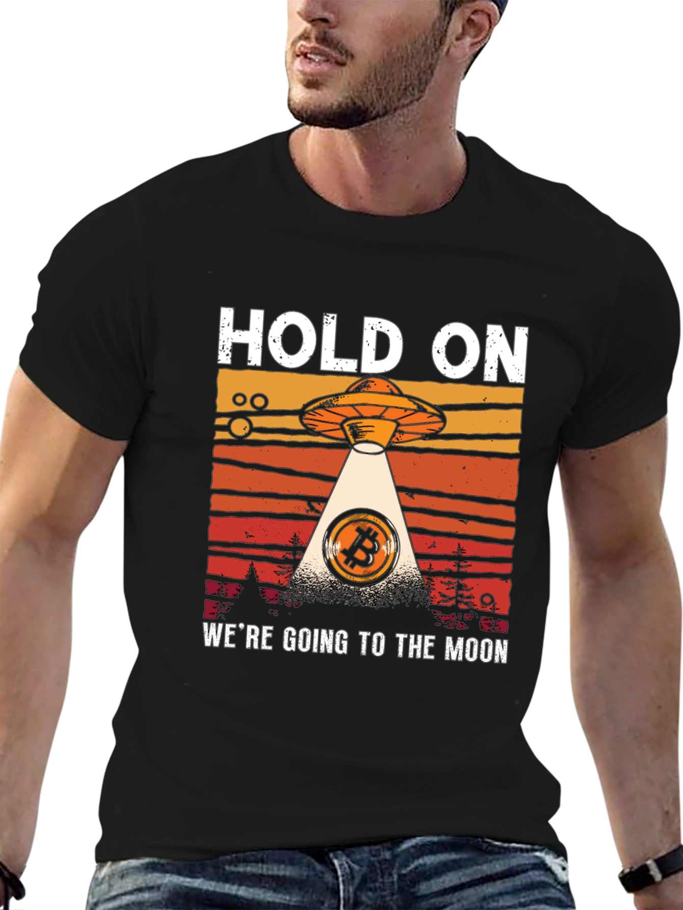 Bitcoin To The Moon UFO Graphic T-Shirt