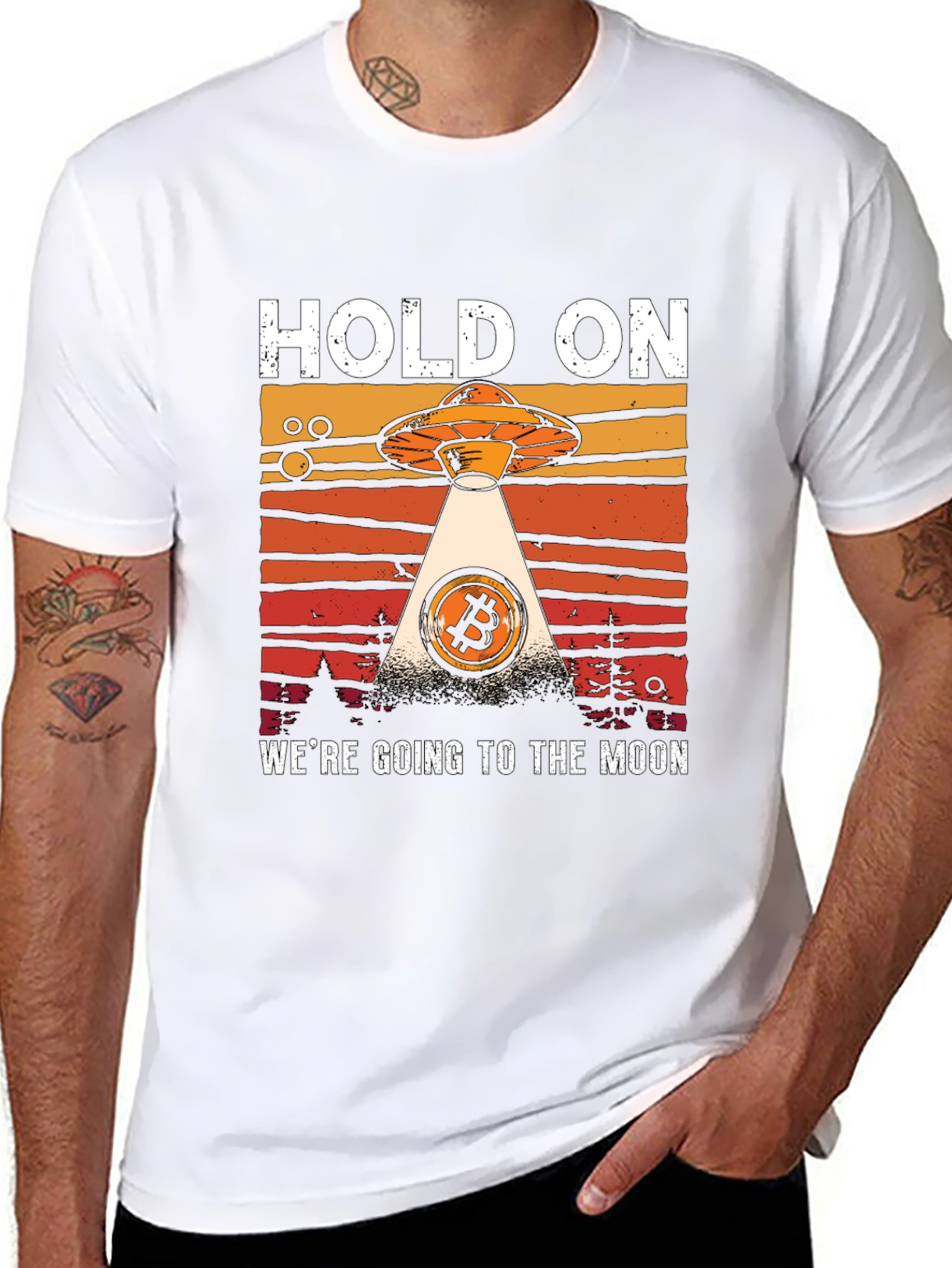 Bitcoin To The Moon UFO Graphic T-Shirt