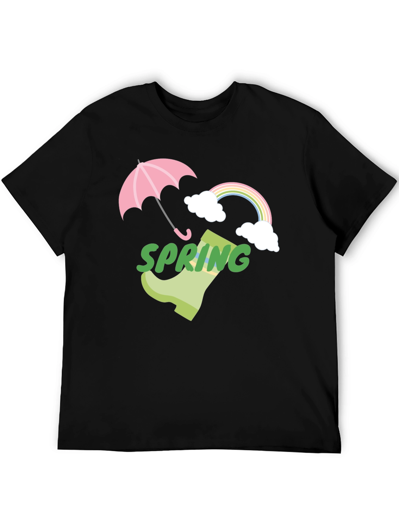 Spring Showers Graphic Tee - Black Cotton T-Shirt