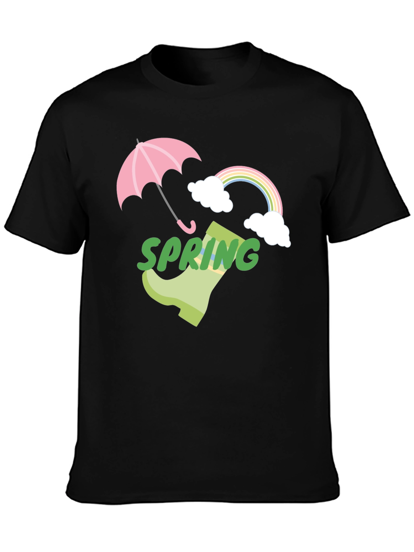 Spring Showers Graphic Tee - Black Cotton T-Shirt