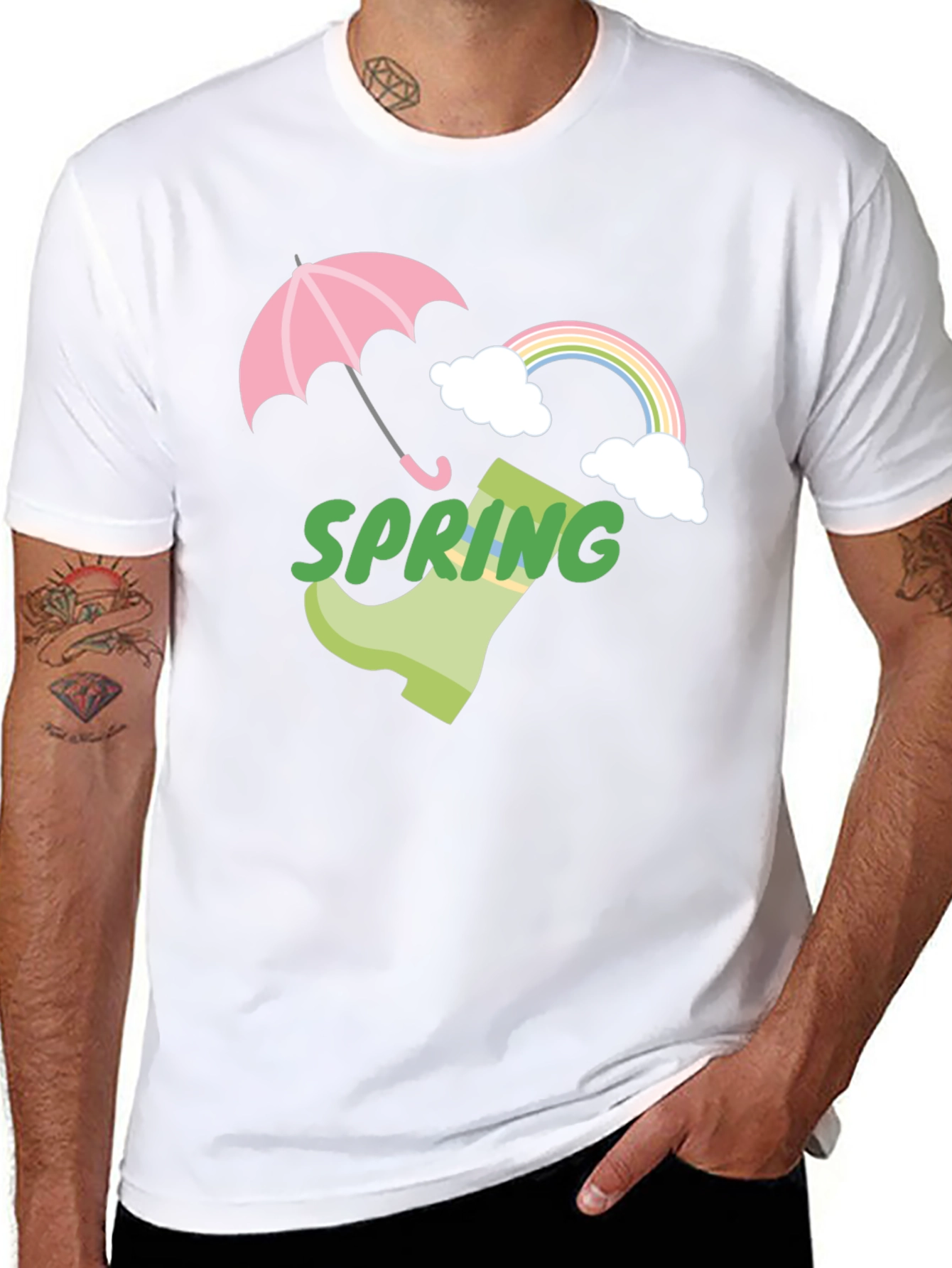 Spring Showers Graphic Tee - Black Cotton T-Shirt